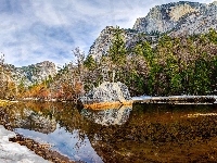 Góry, Stan Kalifornia, Rzeka, Stany Zjednoczone, Park Narodowy Yosemite, Las