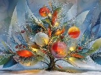 Choinka, Bombki, Boże Narodzenie, Grafika AI