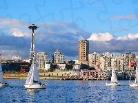 Domy, Seattle, Stany Zjednoczone, Wieża, Żaglówki, Space Needle