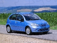 Niebieski, Samochód, Citroen C3