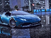 Lamborghini Huracan, Gra, Need for Speed Heat, Niebieski