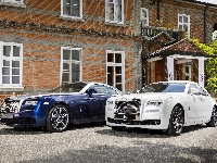 Niebieski, Biały, Rolls-Royce Ghost, Budynek, Rolls-Royce Wraith