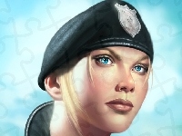 Niebieskie, Kobieta, Beret, Oczy