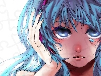 Niebieskie, Miku Hatsune, Dłonie, Włosy