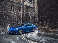 Niebieskie, 2013, Porsche Panamera S E-Hybrid, Ulica, Domy