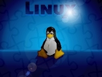 Niebieskie, Linux, Pingwin, Tło
