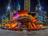 Chicago, Pritzker, Pavilion, Noc
