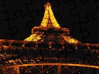 noc, Francja, Wieża Eiffla, świetła