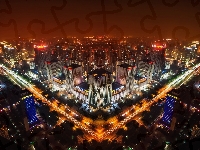 Miasto, Chiny, Pekin, Noc