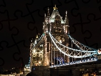 Noc, Anglia, Tower Bridge, Miasto, Londyn