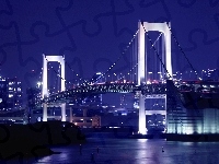 Noc, Rzeka, Most, Światła