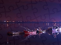 Łódki, Zatoka, Noc, Port