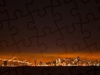 Nocą, Oświetlenie, San Francisco, Miasto, Most