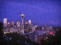 Miasto nocą, Stany Zjednoczone, Seattle