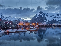 Zima, Łodzie, Góry, Norwegia