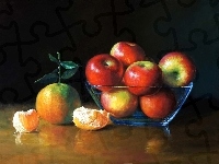 Jabłka, Obraz, Pomarańcz