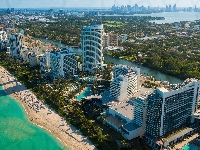 Wieżowce, Ocean, Plaża, Floryda, Miami