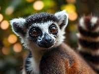 Ogon, Duże, Lemur, Oczy, Grafika, Pasiasty