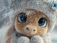 Oczy, Grafika AI, Duże, Maskotka, Kucyk, Szalik, Zabawka, Czapka