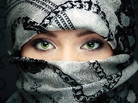 Oczy, Kobieta, Zielone, Chusta
