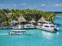 Kurort, Łodzie, Bora Bora, Ocean, Palmy, St Regis