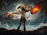 Lara Croft, Samolot, Ogień, Tomb Raider
