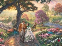 Ogród, Thomas Kinkade, Spacer