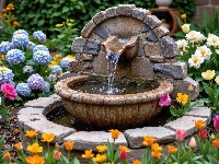 Ogród, Kamienie, Kwiaty