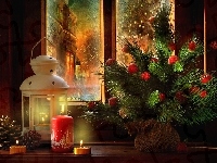 Okno, Stroik, Świeca, Boże Narodzenie