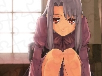 Fate Stay Night, nogi, dziewczyna, okno, oczy