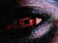 Oko, Kobieta, Czerwone, Makijaż