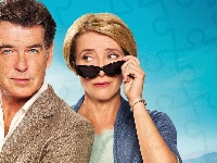 Okulary, Pierce Brosnan, Emma Thompson, Pierce Brosnan, Spojrzenie, Para