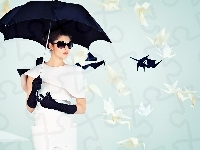 Okulary, Kobieta, Parasol, Moda i styl