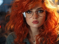 Okulary, Rudowłosa, Kobieta