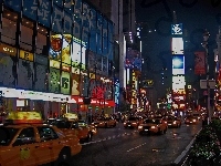 Żółte, Nowy Jork, Times Square, Taksówki