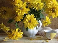 Kwiaty, Żółte, Wazon