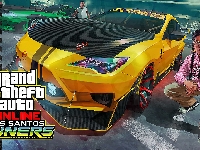 Żółty, Gra, Sportowy, Plakat, Samochód, GTA Online Los Santos Tuners, Kobieta