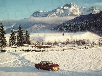 Zima, Opel Rekord P2, Czerwony