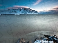 Góry, Kanada, Ośnieżone, Jezioro Abraham Lake