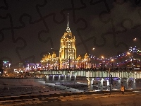 Miasto, Oświetlone, Most