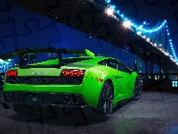 Lamborghini, Oświetlony, Gallardo, Rzeka, Most