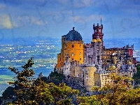 Miejscowość Sintra, Wzgórze, Portugalia, Region Lizbona, Pałac Pena