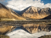Jezioro Pangong Tso, Himalaje, Chiny, Tybet, Góry
