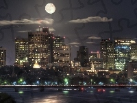 Panorama, Kanada, Księżyc, Vancouver, Budynki, Miasta