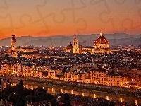 Panorama, Włochy, Katedra, Florencja, Miasta