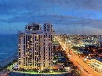 Panorama, Miami, Floryda, Wybrzeże, Ocean, Miasta