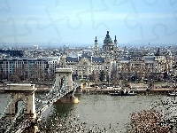 Budapeszt, Miasta, Dunaj, Most, Rzeka, Węgry, Łańcuchowy, Panorama
