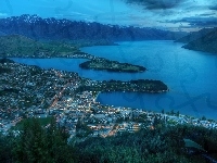 Panorama, Queenstown, Nowa Zelandia, Nocą