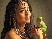 Papuga, Piękna, Hinduska, Biżuteria