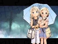 deszcz, Ichigo Mashimaro, kobiety, Parasolka